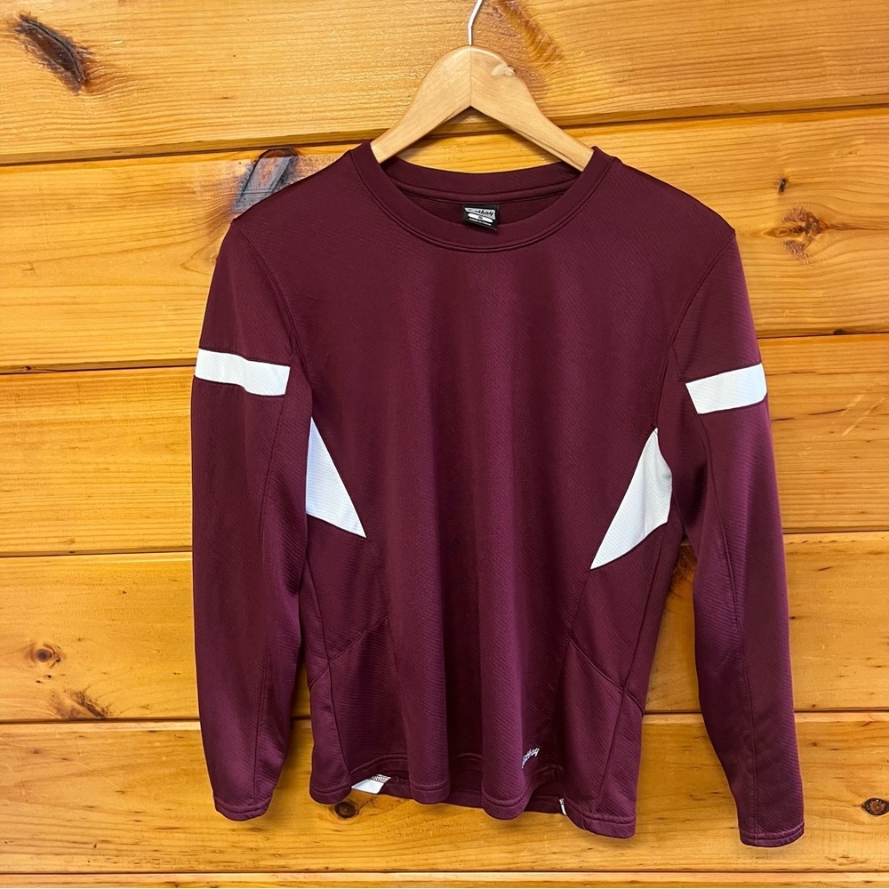 Eastbay Activewear Men's Jersey Burgundy and White Long Sleeve Athletic Shirt S